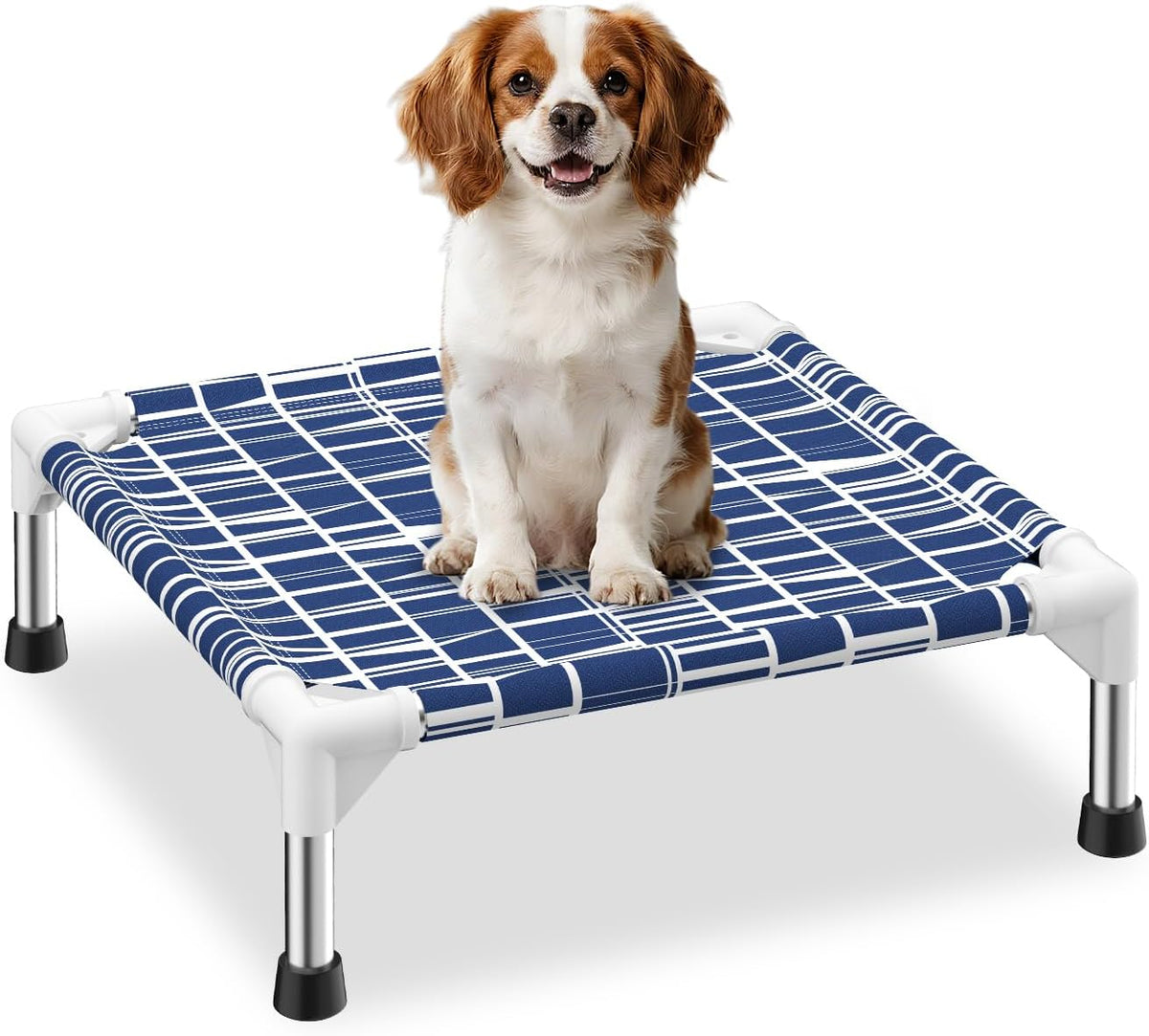 Elevated Dog Bed with Cotton Fabric, Stainless Steel Frame - S