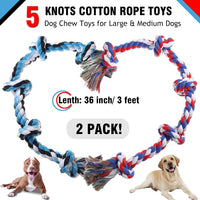 XIGOU Dog Rope Toys for Large Dogs Aggressive Chewers - Blue & Red / 5 Knots - image 2