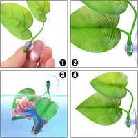 Boao 4 Pcs Betta Fish Bed Leaf Hammock Fish Tank Accessories - Double Leaf - image 3