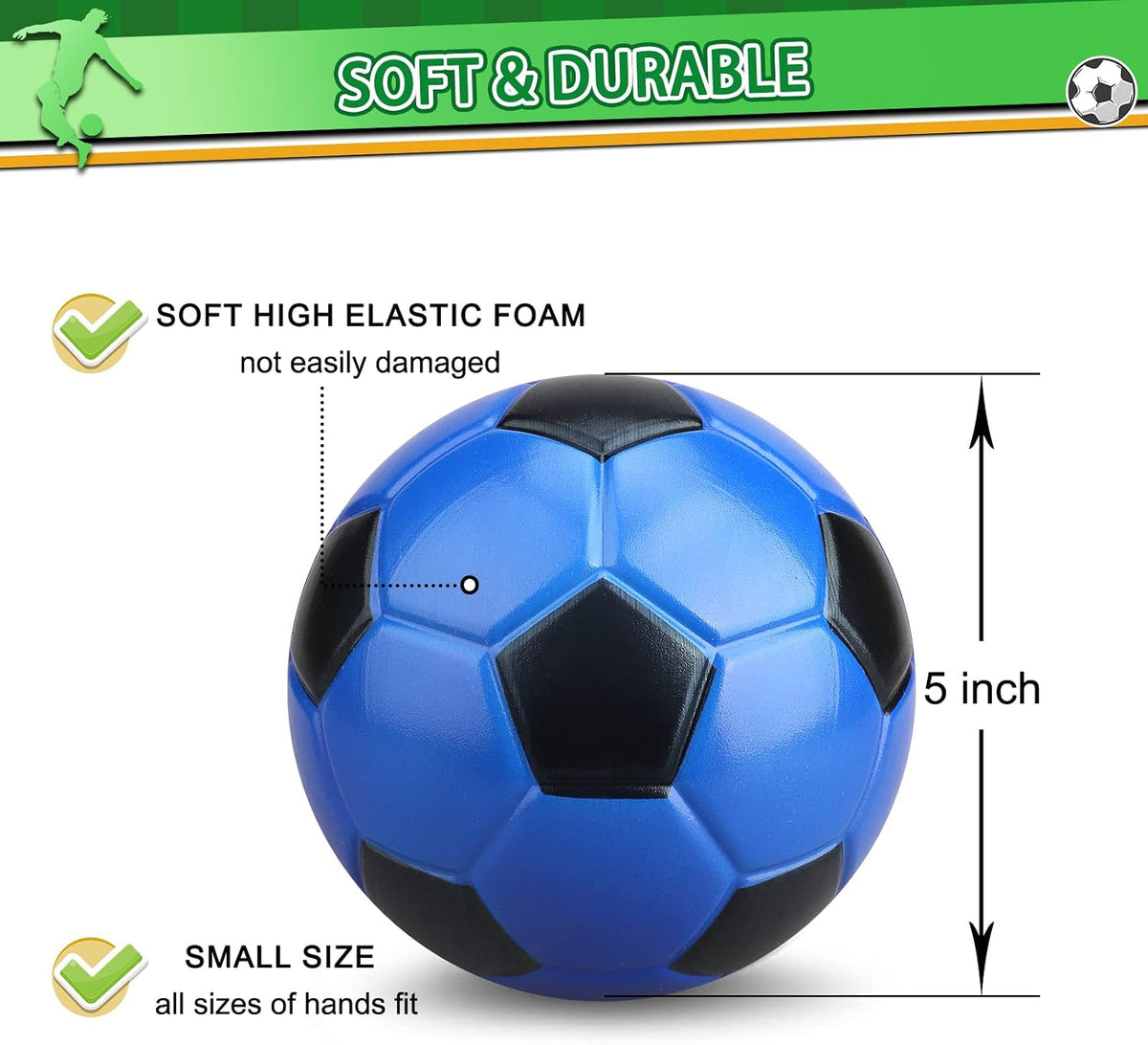 Umnodobn 3 pack of 5 inch soft foam mini soccer balls - view 6