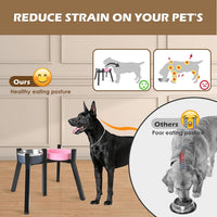 Dog Bowl Stand for Medium & Large Dogs, Adjustable Width 7-10.7" - Height: 13.7", Width: 7-10.6" / 2-in-1 Black - image 3