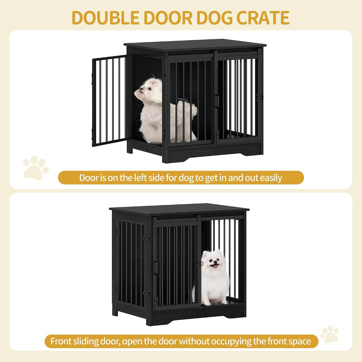 Hzuaneri 77.6 in Double Dog Crate Furniture - Black / 27.2"L x 19.3"W x 25.4"H - image 4