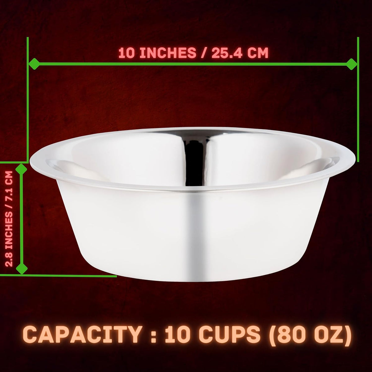 Stainless Steel Dog Bowl 2-Pack Pet Feeder Bowls 10 Cup – Essentials for Dogs - 10 Cups - image 2