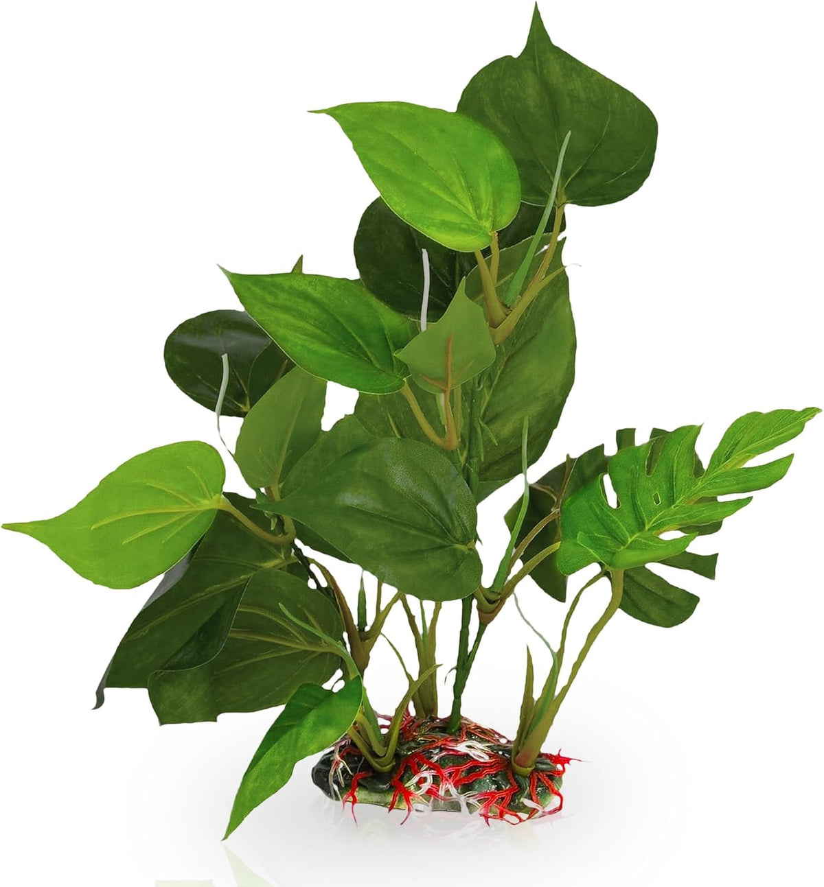 SunGrow Plastic Leaf Plant, Heavy-Duty Ceramic Base - 10 Inches / 1