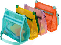 MUYIZI Mesh Beach Bag for Shells Collecting 3 Pack - Orange+Green+Pink+Yellow
