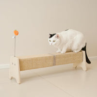 Cat Scratching Post, 30" Horizontal Sisal Scratch Post for Indoor Cats, Durable Cat Furniture Protector, Spring Toy Included