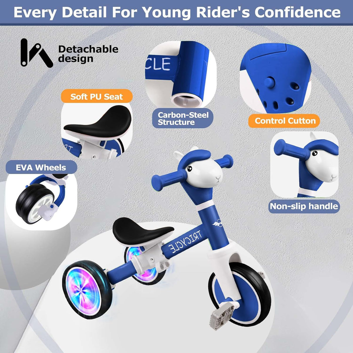Tricycle for Kids 1-3 Year Olds - Flash Wheel Blue - image 4