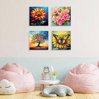 MISCER paint by numbers 4-pack with framed 8x8 inch landscape canvases, acrylic paints and brushes - view 26
