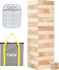 GOROCK Giant Tumbling Tower Game，57Pcs Wooden Block Stacking Game - L-Over 4.2 FT