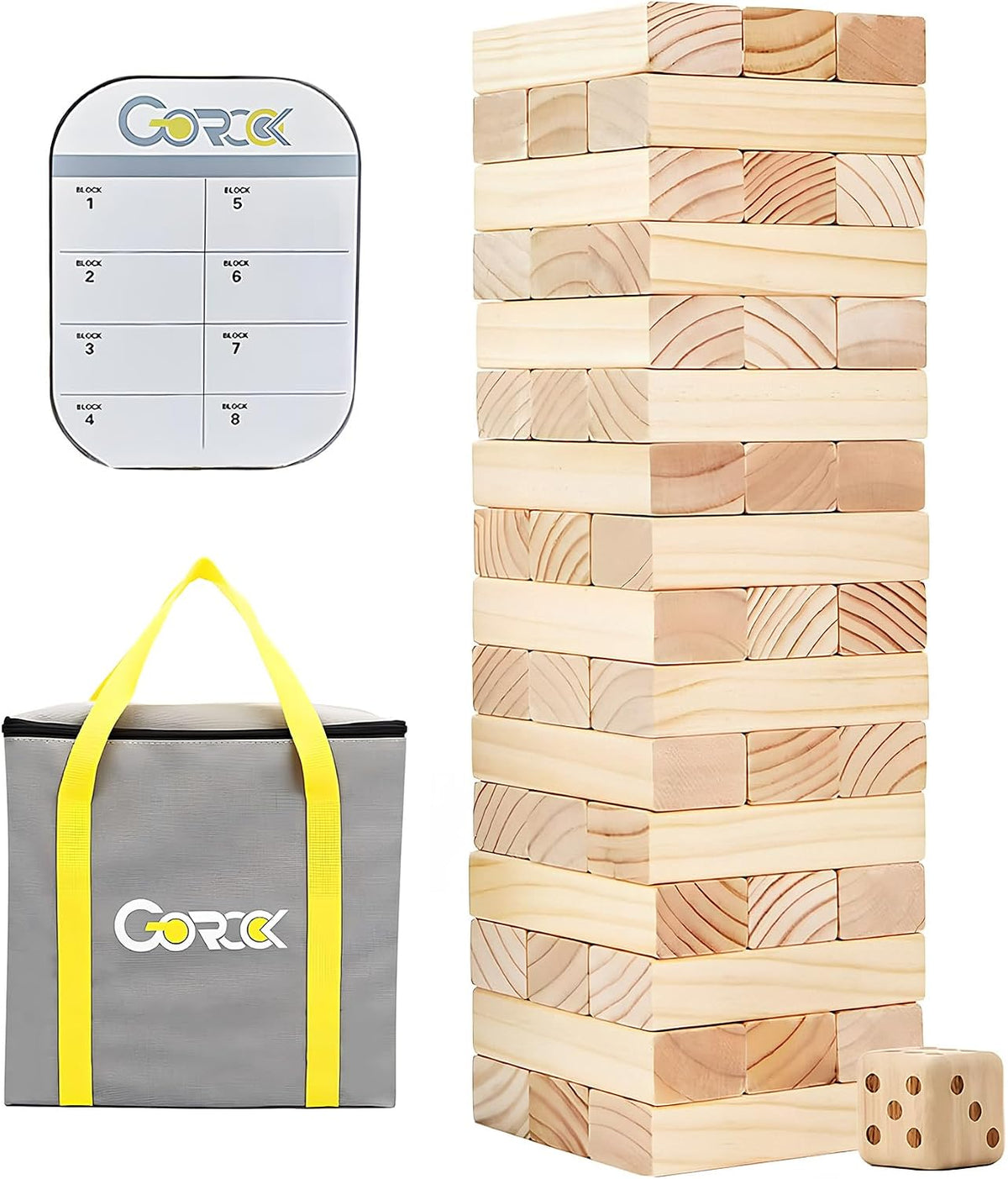 GOROCK Giant Tumbling Tower Game，57Pcs Wooden Block Stacking Game - L-Over 4.2 FT