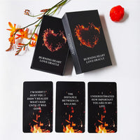 QUEENOFPAIN Burning Heart love oracle cards deck with 54 poker-sized cards and box