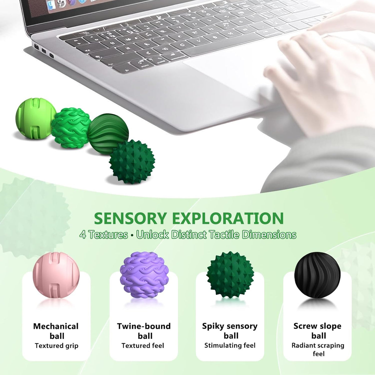 DGMDGS 8 silicone magnetic fidget balls in black and green textures - view 8