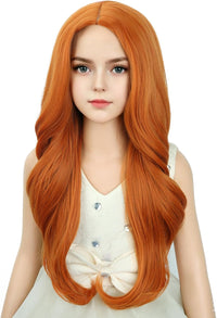 DUDUWIG long black wavy curly middle part wig for kids with wig cap - view 39
