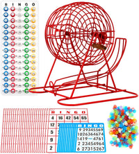 Regal Games Deluxe Bingo Game Set with Cage, Board, Balls - Professional Red 18 Card