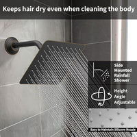 Oil Rubbed Bronze Shower System Set Temperature Display Push Button Shower Faucet with 12 inch and 8 inch Wall Mount Full Body Shower Head and Handheld Shower