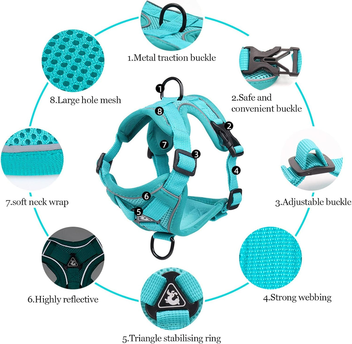 Wanheart cat Chest Harness and Leash - Emerald / M:6.6-9.9lb - image 2