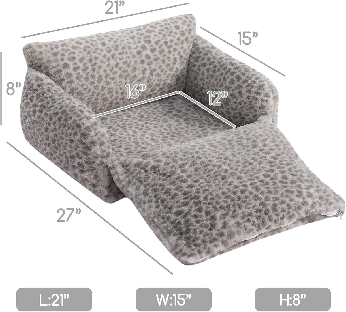 Hollypet Cat Bed Small Dog Orthopedic Couch Beds for Pets up to – Essentials for Cats - 21"L x 15"W x 8"Th / Snow Leopard - image 3