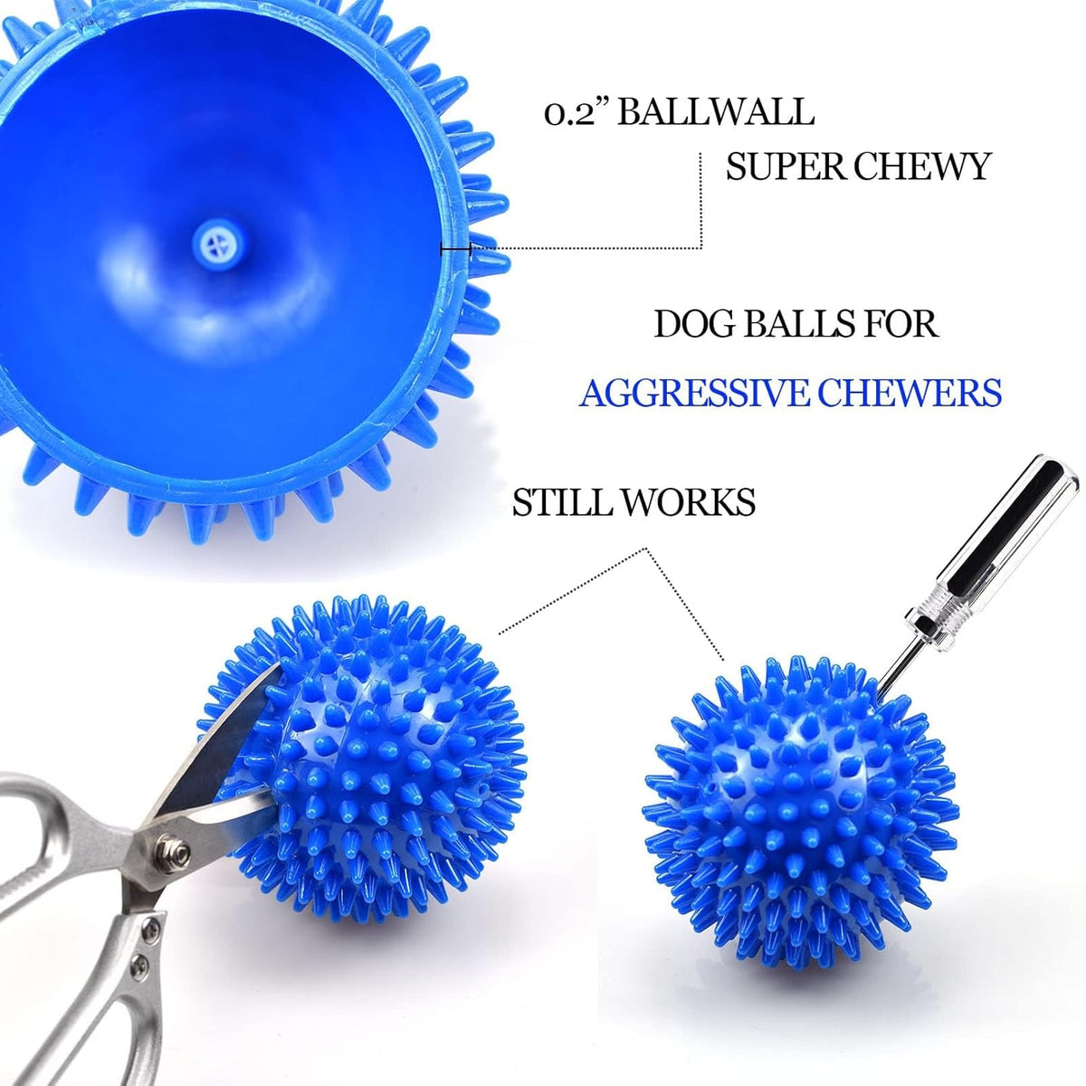 Dog Balls 4.5” Squeaky Dog Toys Spikey Ball for Aggressive Chewers - 4.5 Set of 2 - image 3