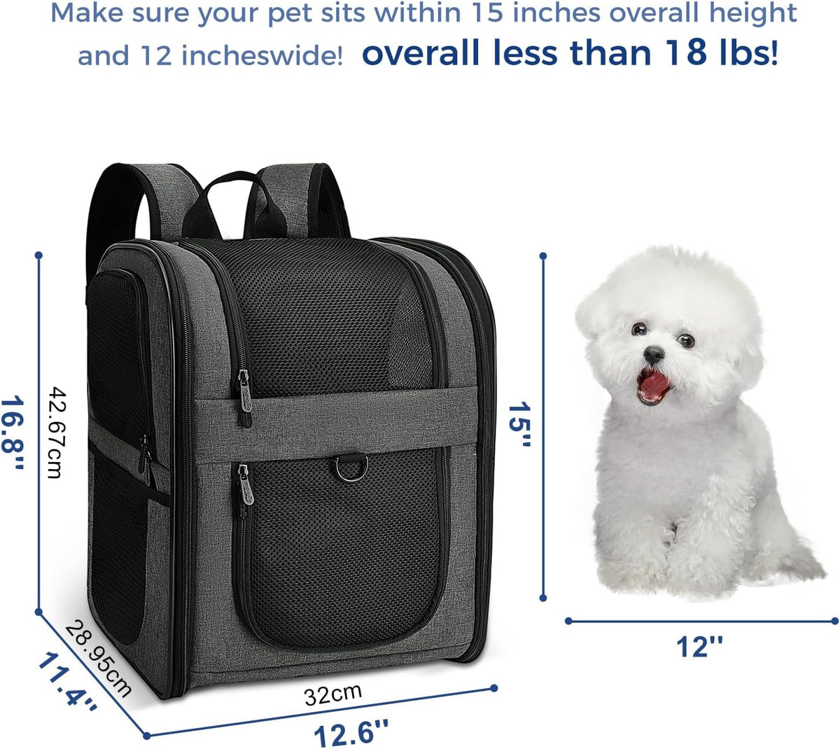 Apollo Walker Cat Backpack Carrier, Support Frame - Gray / Medium-Standard - image 2