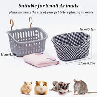 JWShang Rat Hammock for Cage, Chew Proof Hanging Basket Bed with Sturdy Hooks, Pet Cage Accessories, Safe Cozy Small Animal Rodent Hammock for Sugar Glider Mice Snuggling Sleeping