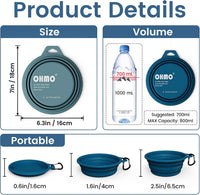 OHMO Collapsible Dog Bowls for Pet Travel, Coral&Brick Red - Steel 2x27oz / Peacock&Light Blue - image 2