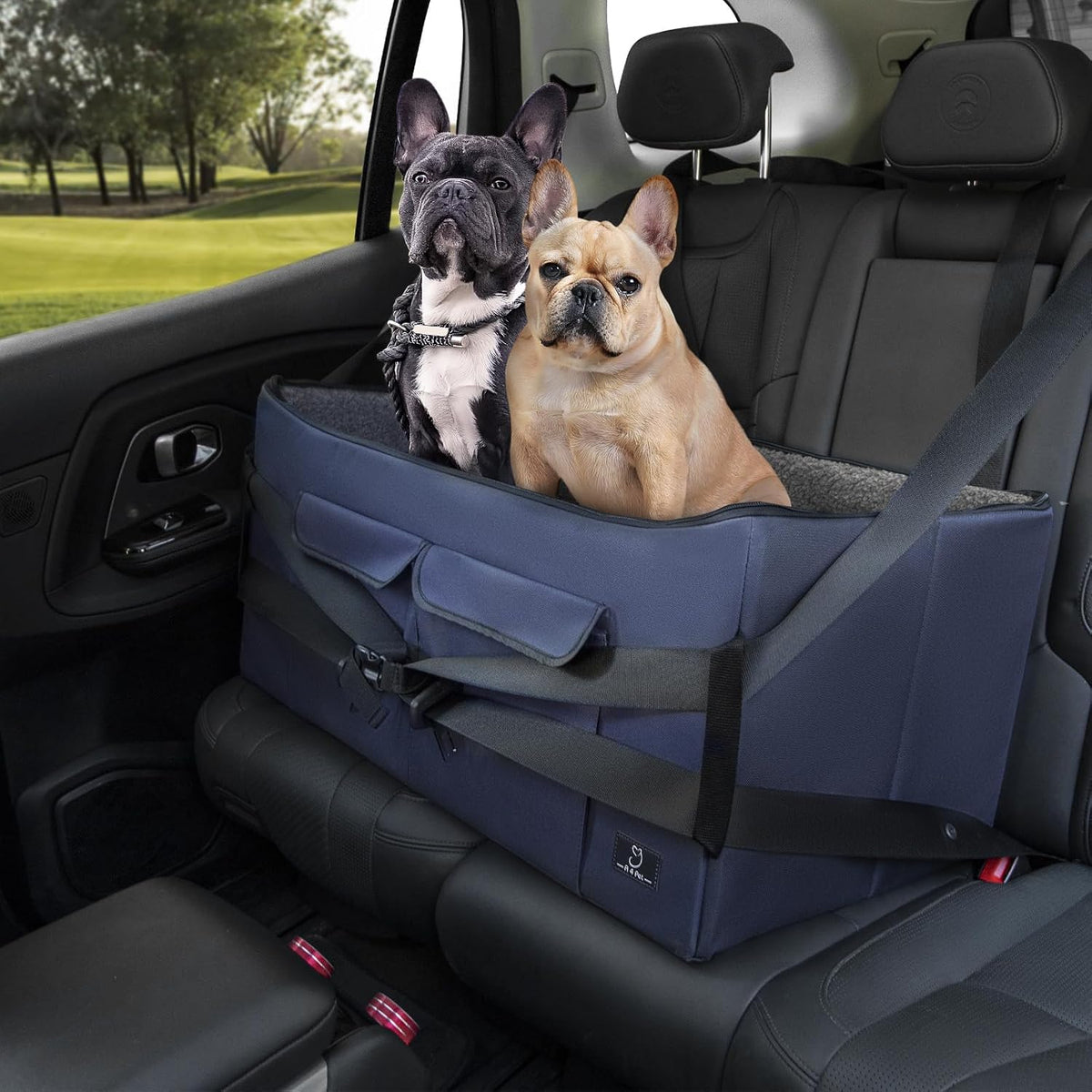 A 4 Pet Dog Car Seats for Small Dogs, Under 25 lbs - Dark Blue / Large
