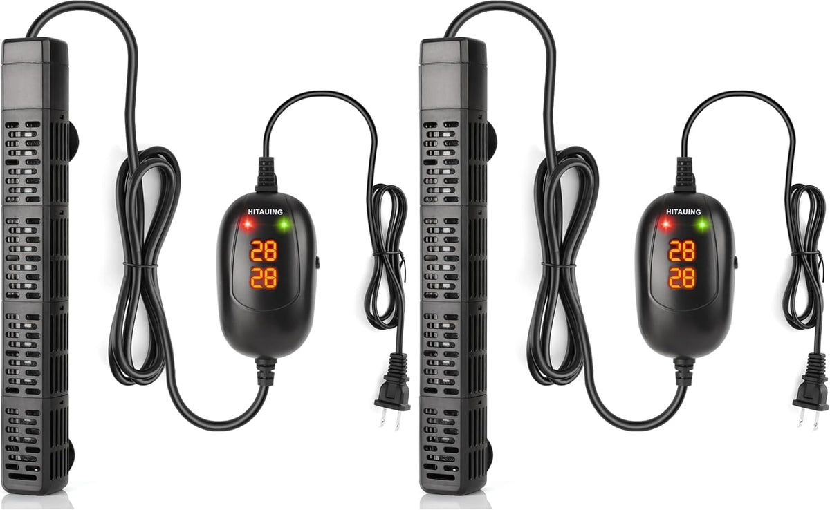 HiTauing Aquarium Heater, 50W/100W/200W/300W/500W Submersible Fish Tank Heater - 300W (Pack of 2)