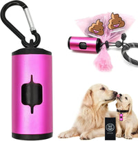 Aluminum Dog Poop Bags Holder with Carabiner Metal Pet Waste Bags - Pink / 1 Count (Pack of 1)