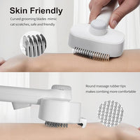 2-in-1 Deshedding Brush & Dematting Comb for Cats, Cat Brush for Long Haired Cats, Effectively Removes Matted Fur & Tangles, White