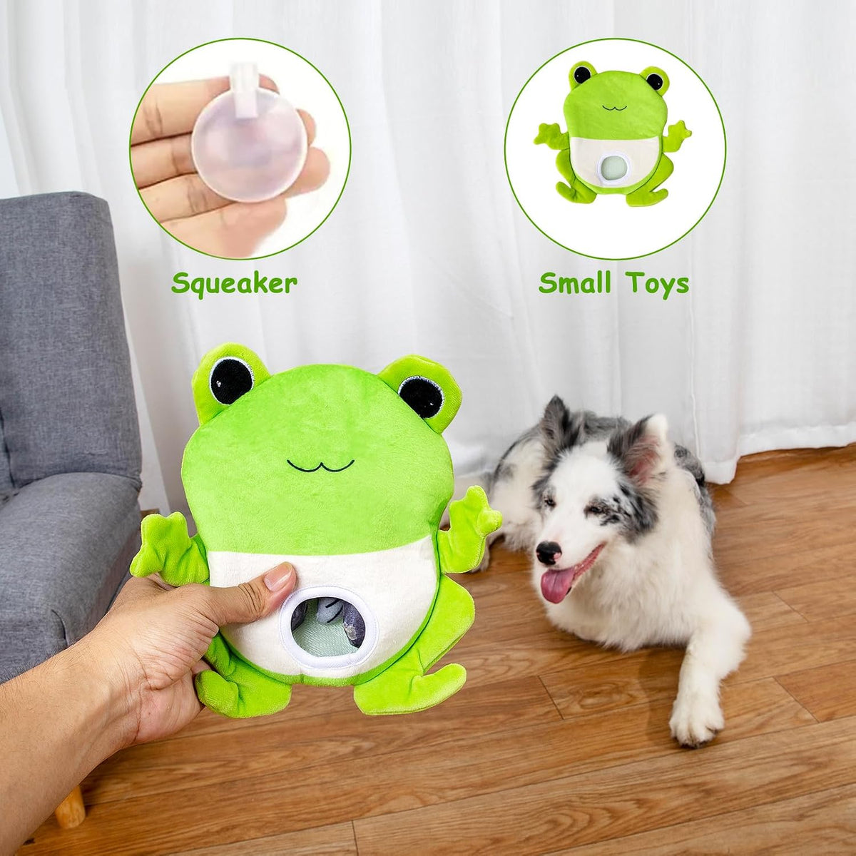 Hollypet Squeaky Hide and Seek Dog Toys for Small and Medium Dogs - Frog - image 3