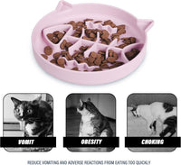 Silicone Cat Slow Feeder Bowl with Suction Cups - 1 CUP / Pink - image 3