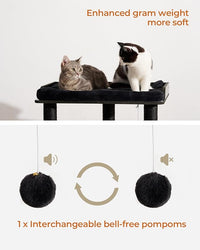 FourFurPets 26.7in Cat Tree Tower Condo, Cat Scratch Posts for Indoor Cats, Big Plate, Three 23.6in Full Sisal Scratching Posts, Black