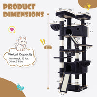 SHA CERLIN 81in Multi-Level Tall Cat Tree Tower for Indoor - Dark Grey - image 2