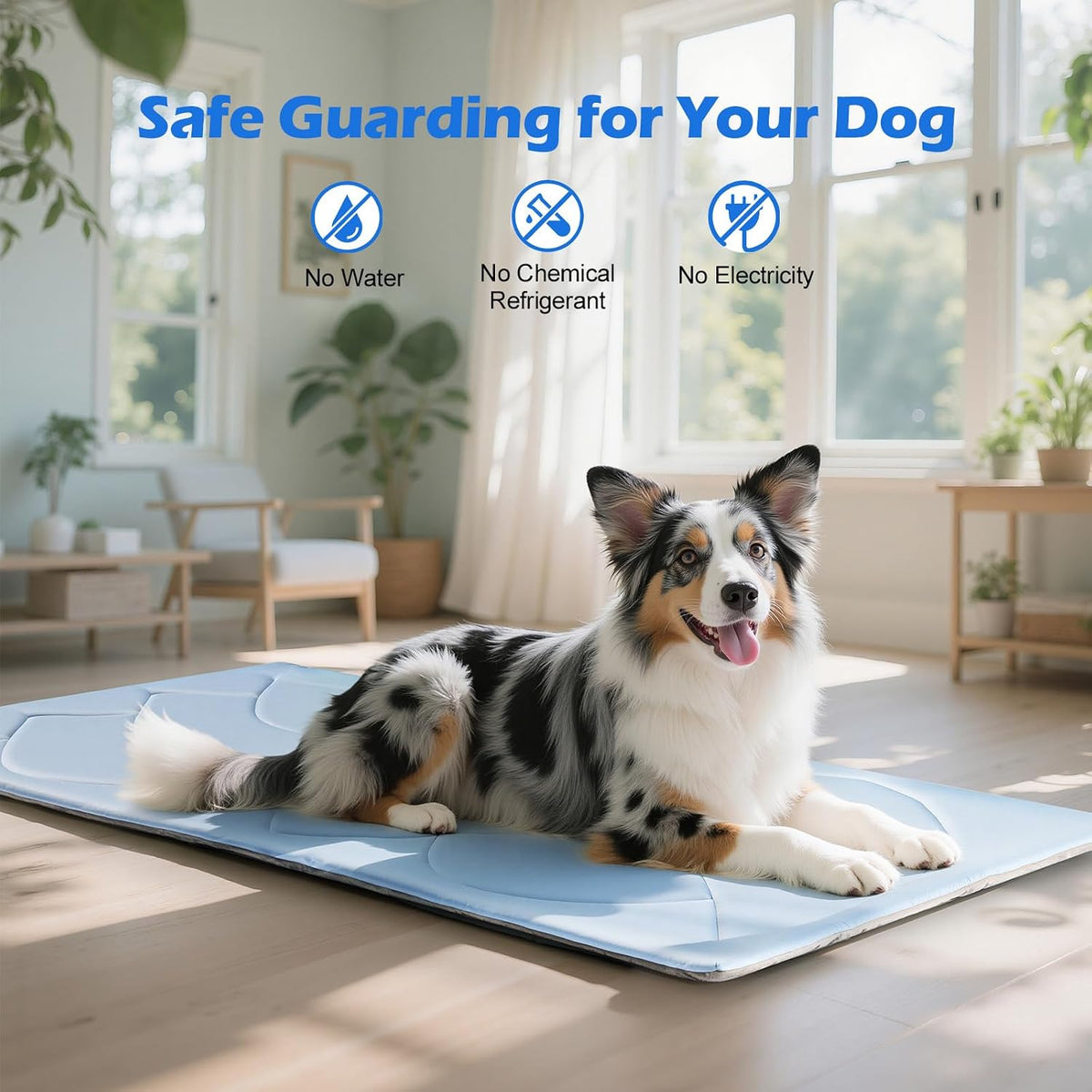 Q-Max>0.4 Dog Cooling Mat, 59''×40'', Blue+Grey - Rectangle-Blue+Grey / L - image 3