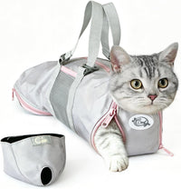 Cinf Cat Restraint Grooming Bag - M Size–Fits most adult cats (8–12 lbs) / Blush Ash