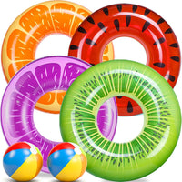 FindUWill Pool Floats Kids, Pool Swim Tubes Rings - 01Fruit -Watermelon/Orange/Violet grapefruit/Kiwi