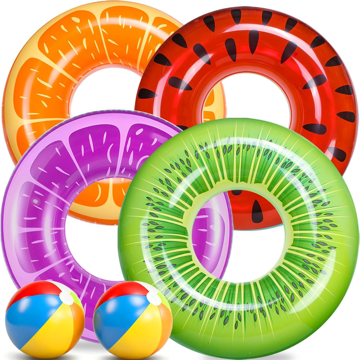 FindUWill Pool Floats Kids, Pool Swim Tubes Rings - 01Fruit -Watermelon/Orange/Violet grapefruit/Kiwi