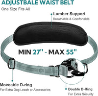 Hands Free Dog Leash with Pouch, Adjustable Waist Belt with Double Padded Handles, Waist Leash for Dog Walking, Dog Leash with Bungee for Medium & Large Dog, Dog Walking Accessories, Olive