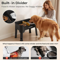 URPOWER Mess Proof Elevated Dog Bowls 4 Height Adjustable Raised Stand – Essentials for Dogs - Jet Black / Large - image 3
