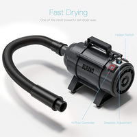 Burano Dog Dryer, High Velocity Pet Hair Dryer, 4.3HP Stepless Adjustable Speed Dog Hair Force Dryer, Powerful Pet Blower with Heater