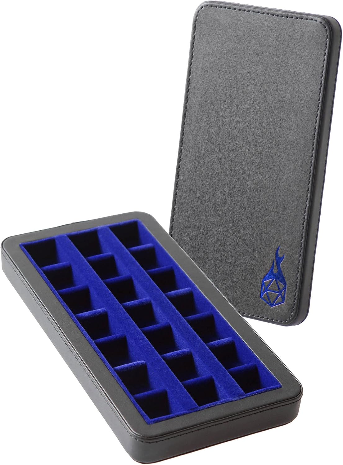 Forged Dice Co. Reliquary blue metal divided dice case with 21 felt-lined chambers and magnetic lid - view 3