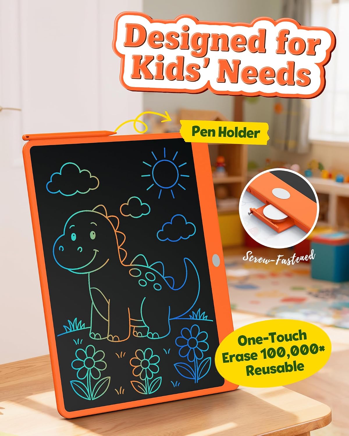 10 Inch LCD Writing Tablet for 3-8 Year Olds - Orange / 16 inch - image 4