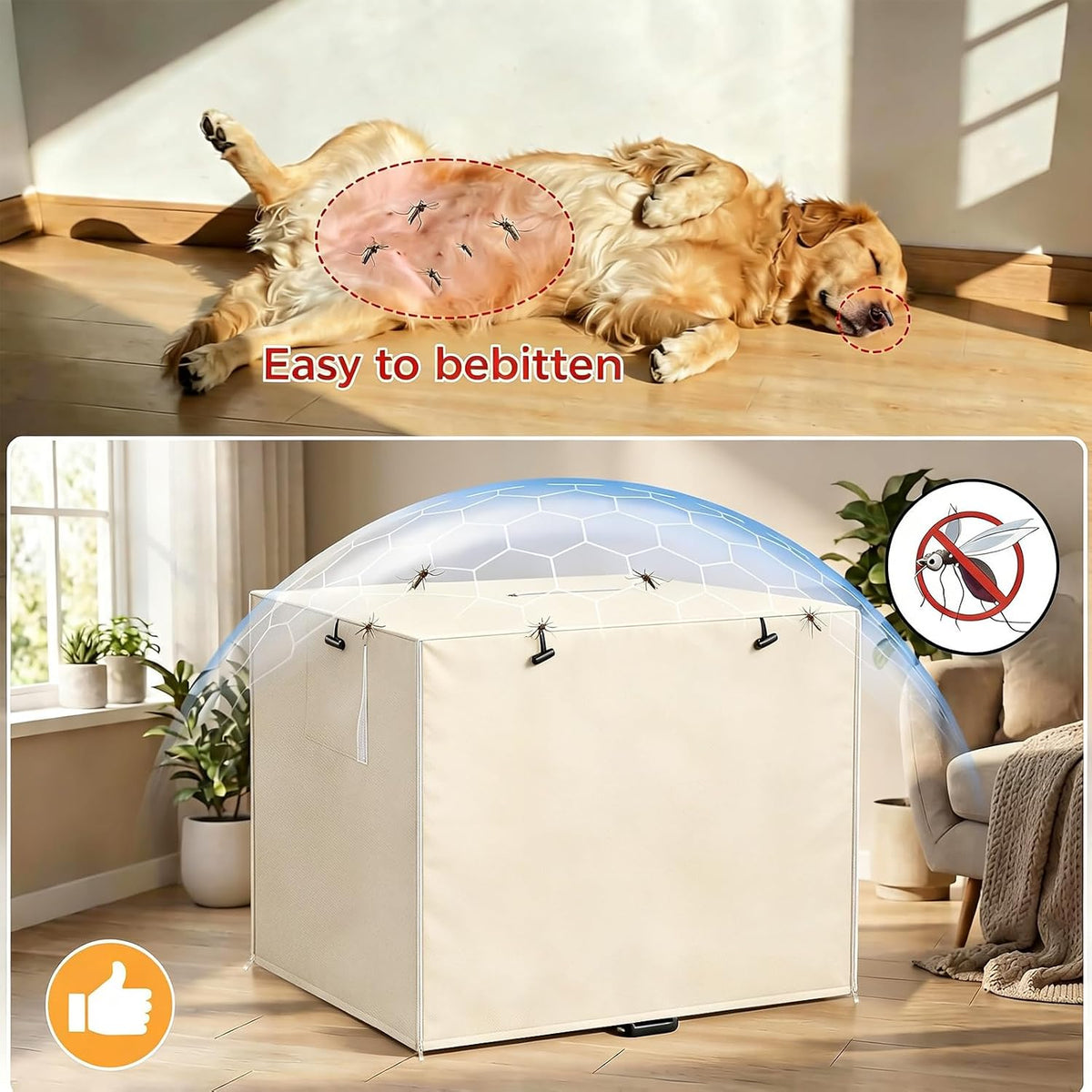 Dog Kennel Cover, Dog Crate Cover 48 Inch for Wire Dog Cages - 36.0"L x 23.0"W x 25.0"H / Beige - image 4