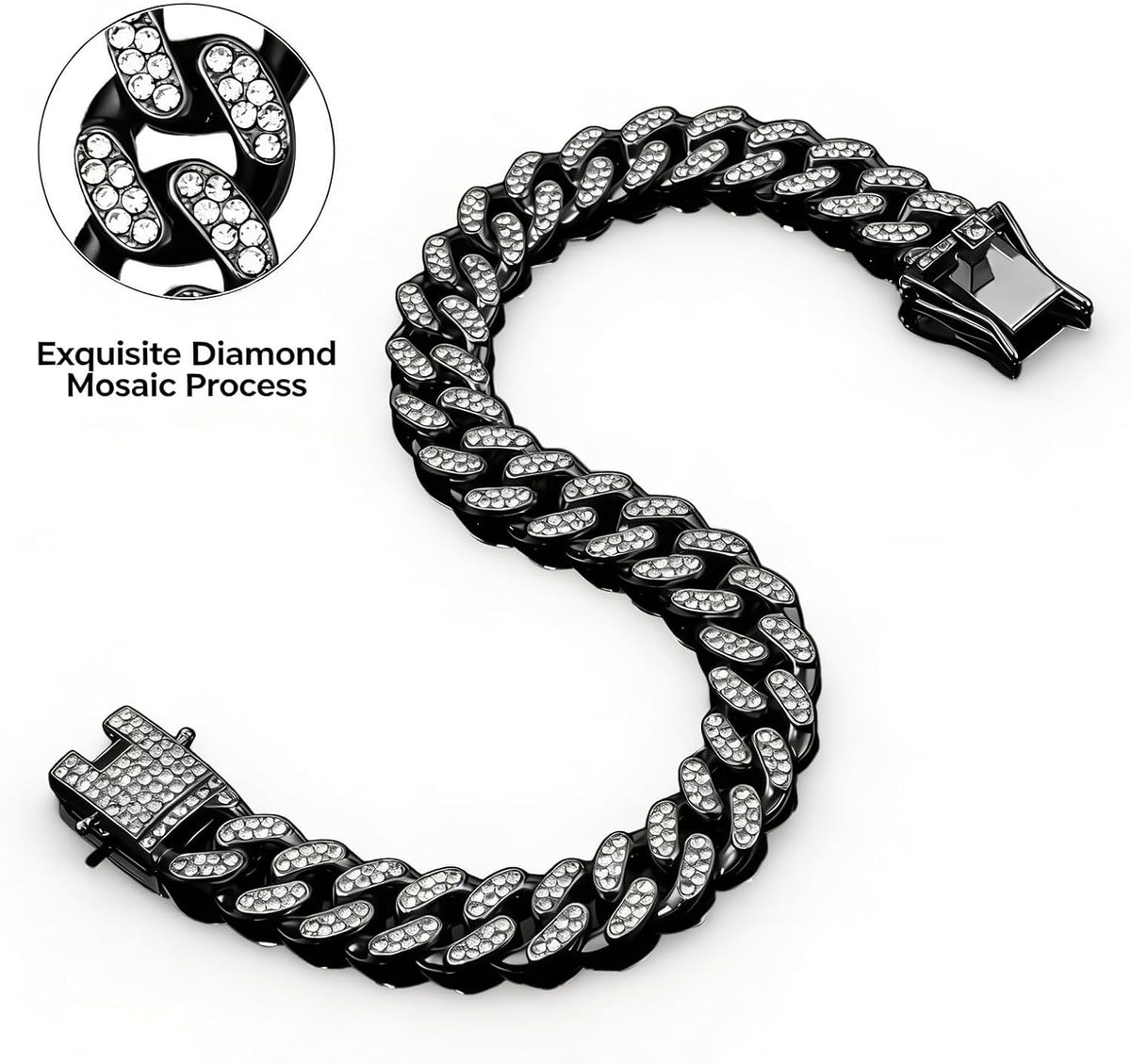 Gold Dog Chain Diamond Gold Chain Dog Collar Walking Metal - Black / 18inch - image 3