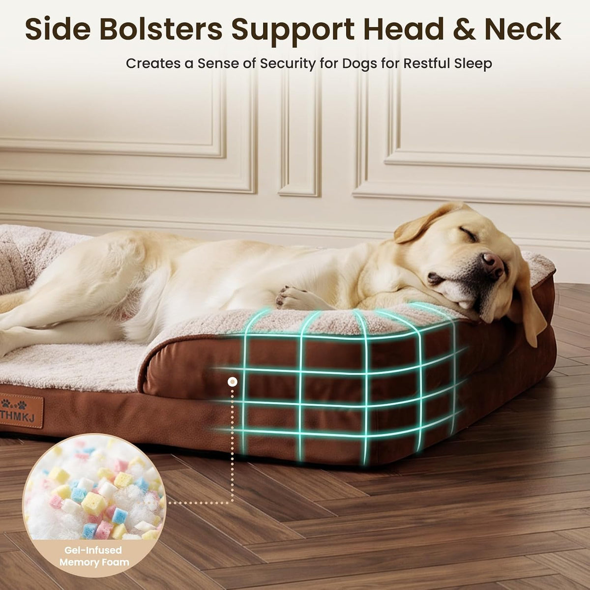 Orthopedic Dog Bed Medium Size Dog, Memory Foam Dog Bed Couch - Brown / 30.0" L x 20.0" W x 6.3" Th - image 3