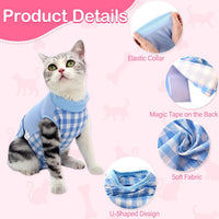 Cat Recovery Suit for Abdominal Wounds Cat Onesie After Surgery Female – Essentials for Cats - Z-Blue / Large - image 3