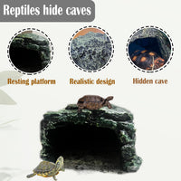 Turtle Basking Platform,Resin Bearded Dragon Basking Platform Reptile Habitat Cave Climbing Ramp - hideout / Dark grey - image 4