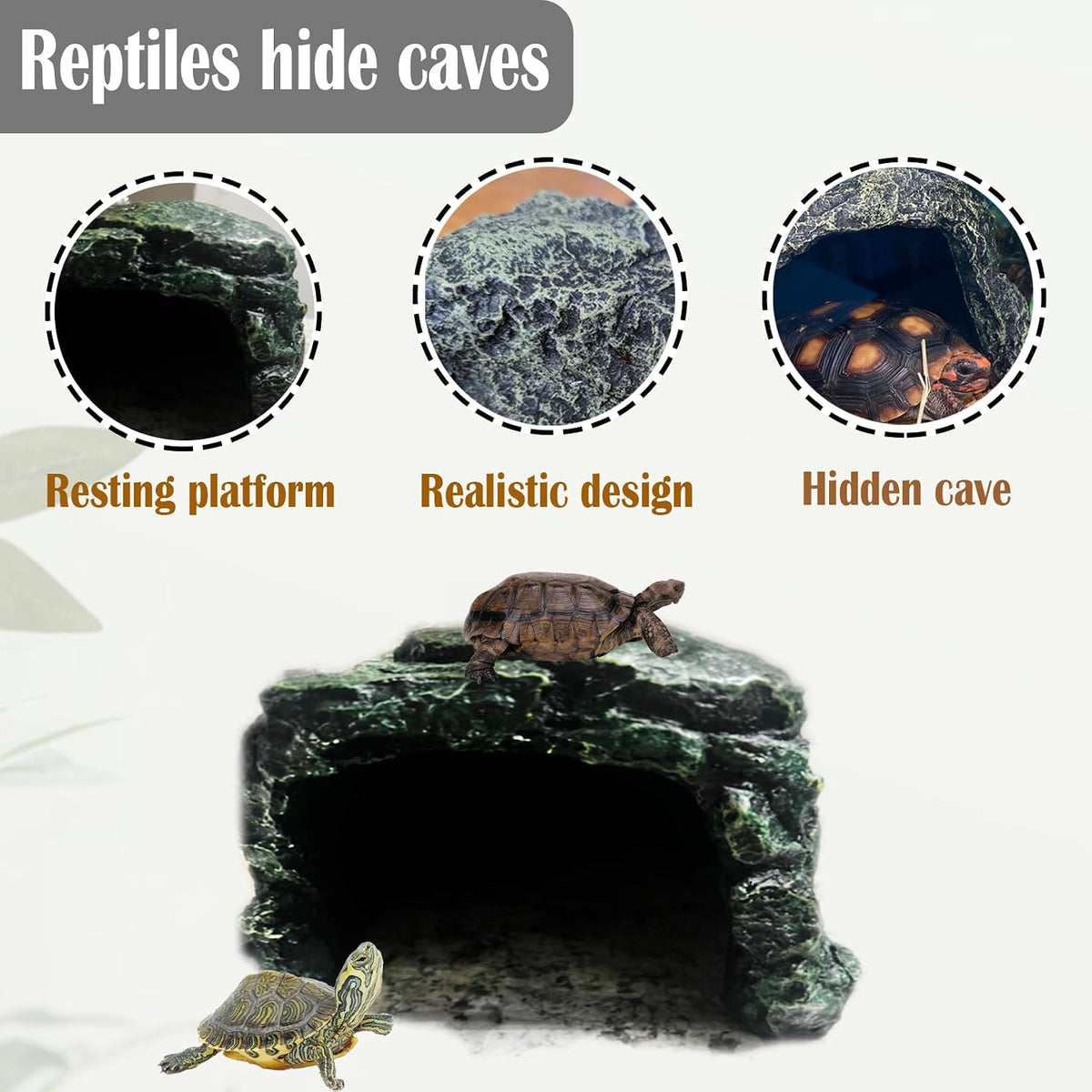 Turtle Basking Platform,Resin Bearded Dragon Basking Platform Reptile Habitat Cave Climbing Ramp - hideout / Dark grey - image 4