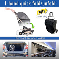 HPZ-PR America Pet Rover Lite Premium Light-Weight Dog/Cat/Pet Stroller Travel Carriage with Convertible Compartment/Aluminum Frame for Small & Medium Pets (Gray 2nd-Gen.)
