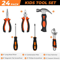 INCLY 24 PCS Kids Real Tool Set with Tool Bag - Orange - image 2